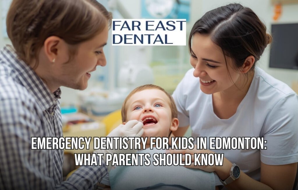 Emergency dental clinic Edmonton treating child with dental injury