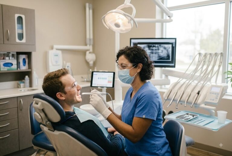 What happens during a routine dental checkup in Edmonton